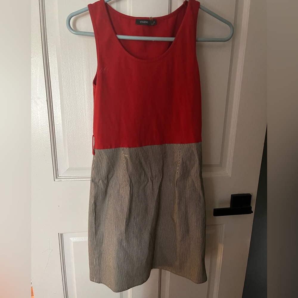 Mini dress red top striped bottom